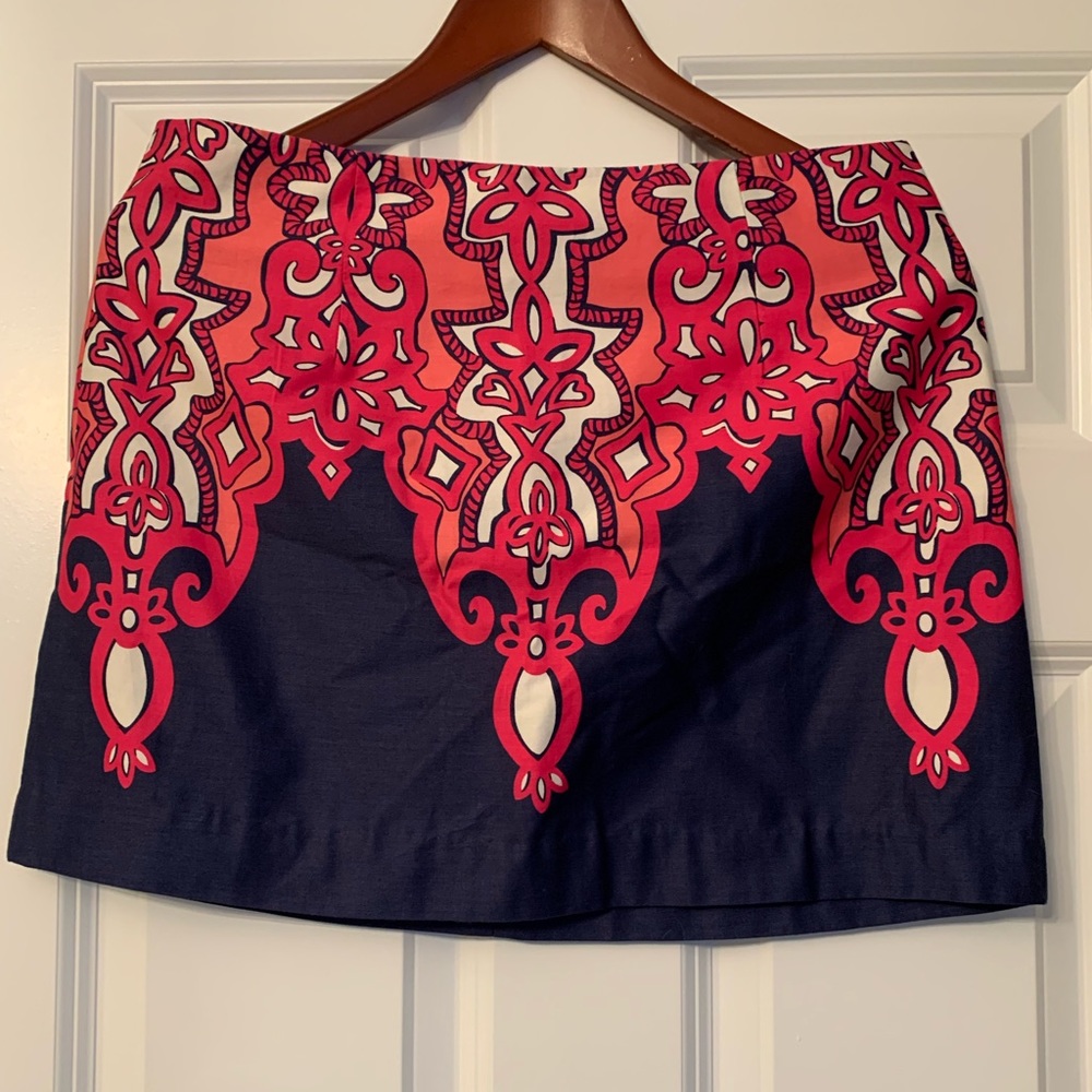 Lilly Pulitzer Navy and Pink Tate Chorusgirl Skirt Size 6